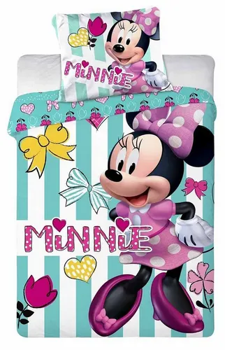 Disney Junior Minnie Maus Baby-Bettwäsche 100x135 cm - Weiche 100% Baumwolle Bettwäsche mit Reißverschluss, ideal für süße Träume und ein fröhliches Kinderzimmer.