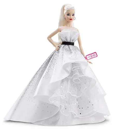 Barbie FXD88 Sammlerpuppe zum 60. Jubiläum, ca. 30 cm groß, blond, mit einem Kleid und einem Armband, die einem Diamanten nachempfunden sind