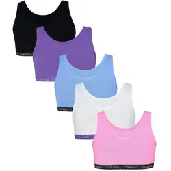 TupTam Bustier TupTam Mädchen Bustier mit breiten Trägern 5er Pack blau|bunt|grau|lila|rosa|schwarz 134/140