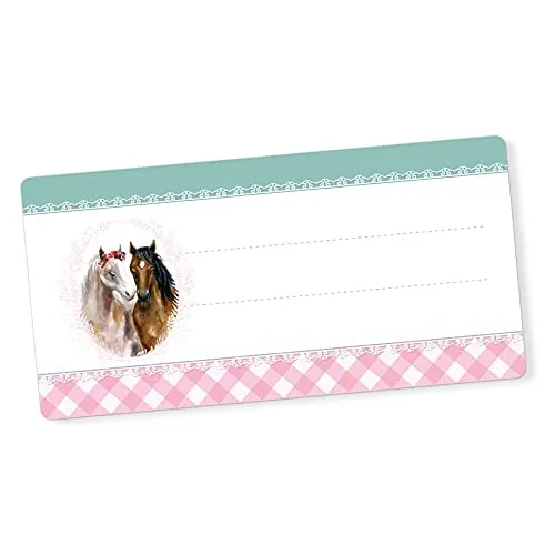itenga 40x Buchetiketten Heftetiketten 9x4,5cm I Schulheft Etiketten I Namensschild beschreibbar selbstklebend Aufkleber aus Haftpapier (Pferd)