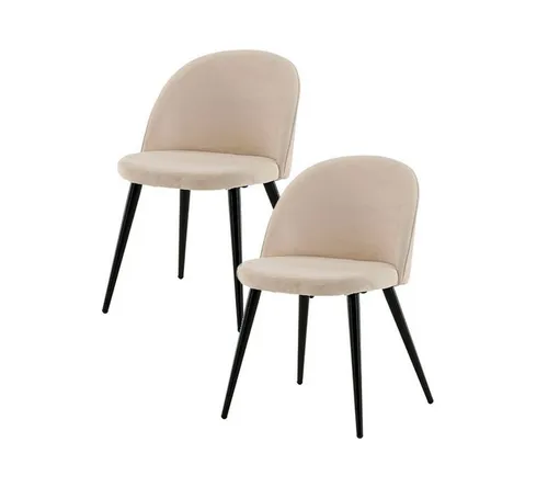 ebuy24 Esszimmerstuhl Skagen 2er Set - Velour Beige und Schwarz - Stühle für das Esszimmer, stilvoll und komfortabel mit hochwertigem Velourbezug für ein elegantes Ambiente.