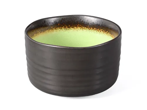 Matcha Schale / Teeschale Keramik, 500ml, anthrazit/grün, handglasiert