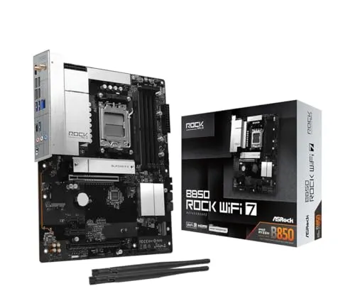 B850 Rock WiFi7 AM5 ATX Motherboard - Zukunftsweisendes Motherboard für AMD Sockel AM5 mit Unterstützung für die neuesten Prozessoren. Genießen Sie blitzschnelle WiFi 7-Konnektivität und erstklassige Speicheroptionen für optimale Leistung.