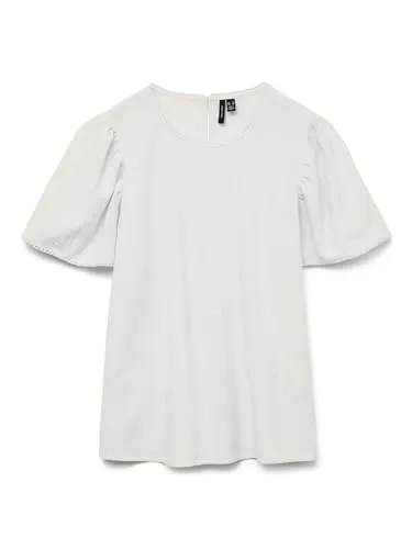Vero Moda Kurzarmbluse VMPRETTY SS TOP WVN GA NOOS - Blusenshirts mit Rundhalsausschnitt, aus leichtem Baumwoll-Webstoff, ideal für Büro und Freizeit, vielseitig kombinierbar für jeden Anlass.