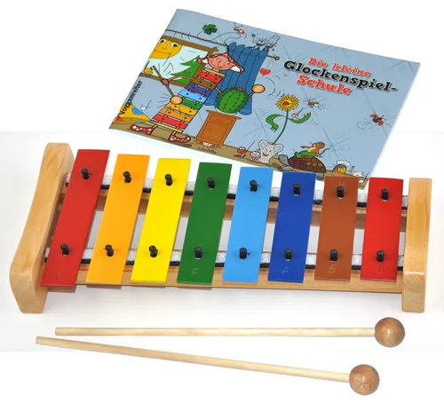 Voggenreiter Buntes Glockenspielset mit Buch - Zeitschriften-Kit für Kinder ab 4 Jahren, fördert musikalisches Lernen und Kreativität mit einer praktischen Anleitung.
