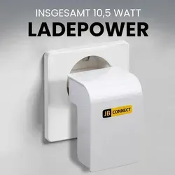 JB CONNECT Universal 2-Port USB-Adapterstecker: Leistungsstarke Ladelösung mit 5 V 2,1 A - Weiß