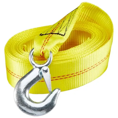 CarBole Anhänger Windengurt,Windenriemen Mit Schwerem Haken Windengurt,Abschleppseil für Trailer,für Marine-Windenwechsel 5cm x 6m,3300lb,Gelb