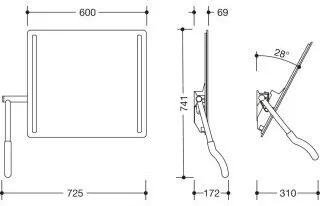 HEWI 802.01.400L 90 Kippspiegel Serie 802 von HEWI