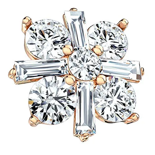 Produktbild Piercingfaktor Aufsatz für Dermal Anchor Piercing Hautanker Implantat Skin Diver mit Kristall Princess Cut Rosegold