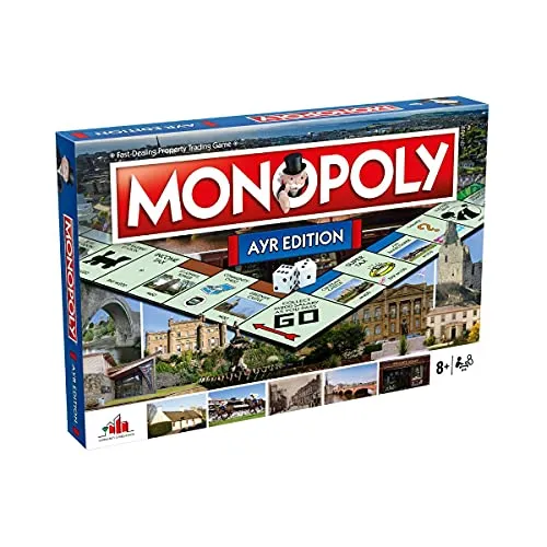 Winning Moves Ayr Monopoly-Brettspiel, Advance to Ayr Racecourse, Burns Cottage oder Wallace Tower und tauschen Sie Ihren Weg zum Erfolg, 2–6 Spieler sind EIN tolles Geschenk für Kinder ab 8 Jahren