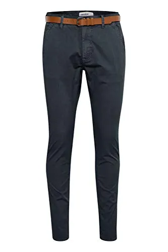 Blend Brano Herren Chino Hose Stoffhose mit Gürtel und Stretchanteil Slim Fit, Größe:W33/32, Farbe:Black (194007)