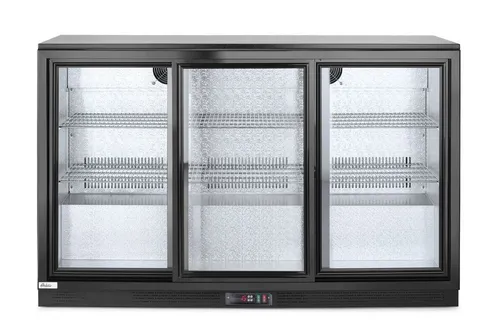 Arktic Getränkekühlschrank 235836, schwarz, mit Glastür - Kühlschrank mit 308 Litern, abschließbaren Schiebetüren und energieeffizienter LED-Beleuchtung. Ideal für Gastronomie und Partyräume.