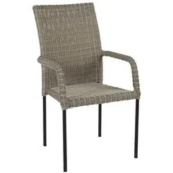 Gartenstuhl Nypon mit Armlehne aus Aluminium und Kunst-Rattan, beige - Eleganter Gartenstuhl mit Armlehne für entspannte Stunden im Freien. Das stabile Aluminiumgestell und die pflegeleichte Kunst-Rattan-Oberfläche garantieren Komfort und Langlebigkeit. Ideal für Terrasse und Balkon.