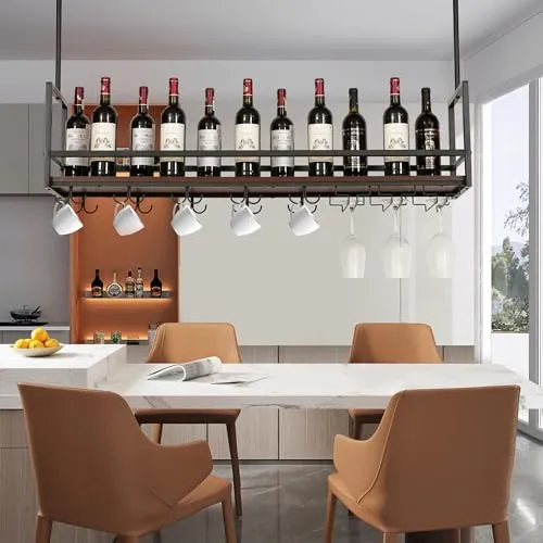 en.casa Weinregal »Borejle« 120 x 30 x 65 cm - Elegantes Weinregal mit Glashalterung für stilvolle Küchen und Hausbars, inklusive Montagematerial für sicheren Halt und ideal für gemütliche Genussmomente.