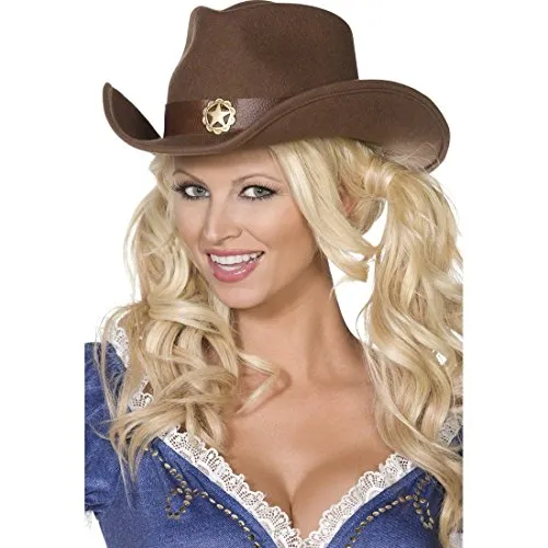 NET TOYS Cowboyhut Damen Cowgirl Hut braun Westernhut Cowgirlhut Wilder Westen Kostüm Zubehör