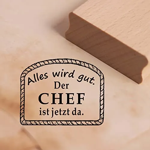 Motivstempel Alles wird gut, der Chef ist jetzt da Stempel Etikett 48 x 38 mm