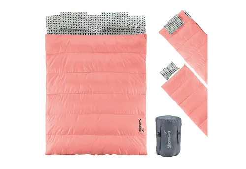 Skandika Schlafsack Iceland Double - 220 x 150 cm, vielseitig nutzbar - Schlafsäcke: Der Iceland Double bietet Komfort und Vielseitigkeit, nutzbar als Doppelschlafsack oder zwei Einzelschlafsäcke. Ideal für Camping und Zuhause, inklusive 2 Kopfkissen.