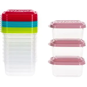 Kigima Frischhaltedose mehrfarbig, aus Kunststoff, 0,25 Liter, Gefrierdose, transparent, luftdicht, Set, 12 Stück