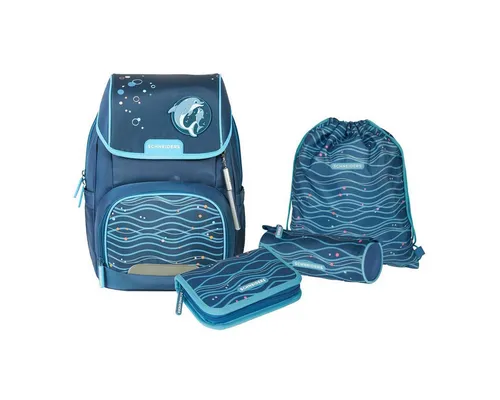 SCHNEIDERS Schulranzen-Set Ergojet Ocean - 6-teiliges Schulranzen-Set für Mädchen, ergonomisch und nachhaltig aus über 70% recycelten Materialien. Ideal für den Schulalltag mit individuellem Design und hohem Tragekomfort.