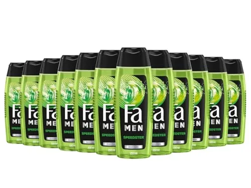 FA Duschgel Men Speedster mit Taurin (12x 250ml) 2in1 Formel für Körper & Haare, aktiviere deinen Körper, Geist & Sinne mit dem erfrischenden Duft von Zitrus & Zitronengras