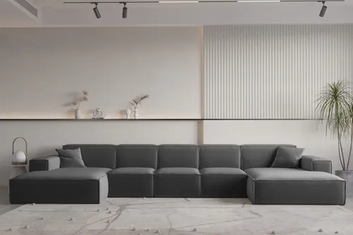 Wohnlandschaft U-Form CELES PREMIUM XL – Dunkelgrau von Fun Möbel