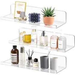Wandregal 3er Set Schwebend Transparent ohne Bohren (30x10x6cm) - Das Wandregal 3er Set Schwebend Transparent (30x10x6cm) bietet eine elegante, bohrfreie Lösung für stilvolle Aufbewahrung. Ideal für jedes Zimmer – modern und flexibel einsetzbar.