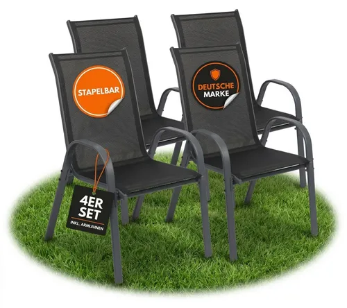 Albatros Gartenstühle 4er Set Kuba – Stapelbare Terrassen- und Balkonstühle mit robustem Metallgestell - Genießen Sie entspannte Stunden im Freien mit den bequemen und wetterfesten Gartenstühlen Kuba. Ideal für den Garten, Balkon oder Gastronomie – platzsparend stapelbar und leicht zu reinigen.