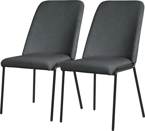 ML-Design Esszimmerstühle 2er Set Anthrazit Küchenstühle aus Polyester mit Metallbeinen Wohnzimmerstühl mit Rückenlehne Polsterstühle für Esszimmer