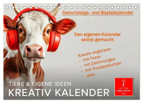 Peter Roder | Kreativ Kalender - Tiere & eigene Ideen (Tischkalender 2026) - Fantasievoller Tischkalender 2026 mit 14 kreativen Seiten, ideal für Inspiration und eigene Ideen. Perfekt für Kunstliebhaber und als Geschenk!
