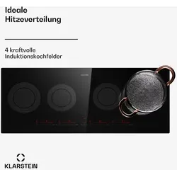 Klarstein Masterzone Slim Round Induktionskochfeld - Induktionskochfeld mit 4 Kochzonen und 7200 Watt, elegantes Design mit glatter Glaskeramikoberfläche, ideal für präzises Kochen und einfache Reinigung.
