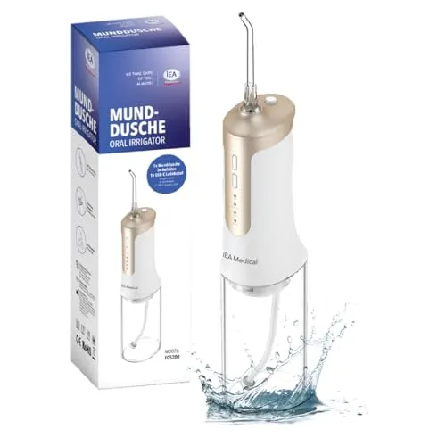 IEA Medical Munddusche FC5200 – Kabelloser Water Flosser - Mundduschen für gründliche Zahnreinigung, kabellos und ideal für unterwegs. Entfernt effektiv Plaque und Bakterien, auch für Zahnspangenträger geeignet.