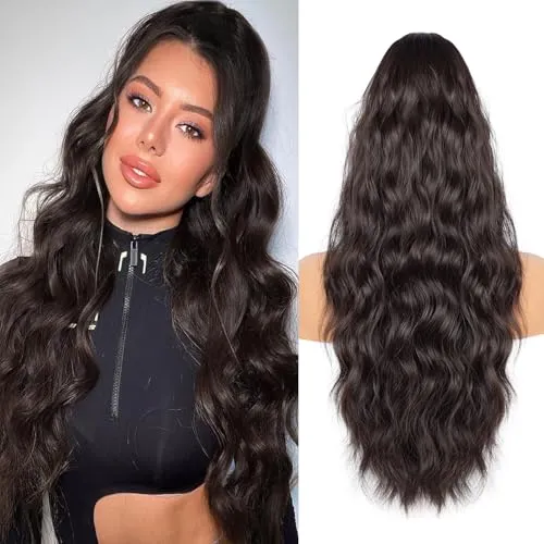 AliLeader Pferdeschwanz-Extensions, Echthaar, 66 cm, Ponytail, gewellt, Pferdeschwanz, mit Kordel, Verlängerung aus synthetischem Pferdeschwanz (Farbe: 6A#)