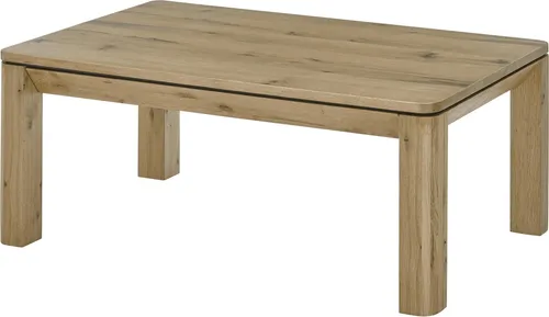 Couchtisch ZWOLLE mit Stauraum und Schublade, Eiche furniert - 110x45x70 cm - Der stilvolle Couchtisch ZWOLLE vereint modernes Design mit praktischen Funktionen. Mit einer Schublade für ordentlichen Stauraum und robustem Eichefurnier ist er ideal für jedes Wohnzimmer.