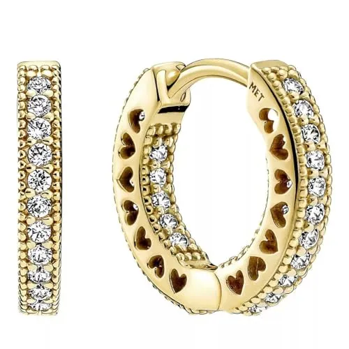 PANDORA SHINE Creolen Ohrringe, gelbvergoldet mit Zirkonia in gold von Pandora