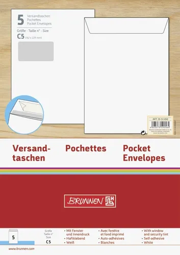Versandtasche weiß mit Fenster C5 5er