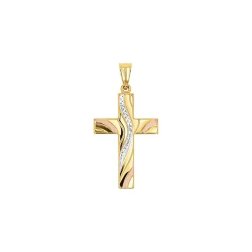 Amor Motivanhänger Damen Anhänger Kreuz, 3,5 cm, Tricolor in silber von Amor