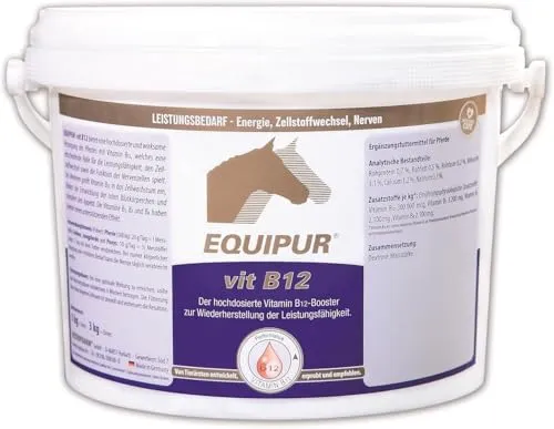 Equipur VIT B12 | 3 kg | Ergänzungsfuttermittel für Pferde | Hochdosiertes Vitamin B12