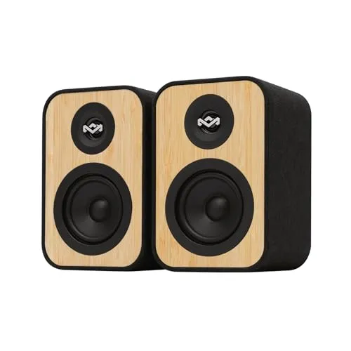 Marley House of Uplift Regallautsprecher – Bluetooth Lautsprecher Stereo Paar - Regal-Lautsprecher mit kraftvollem Klang und nachhaltigem Bambus-Finish. Ideal für Plattenspieler, Handy oder PC – genießen Sie authentischen Sound und verbinden Sie mühelos Ihre Geräte!