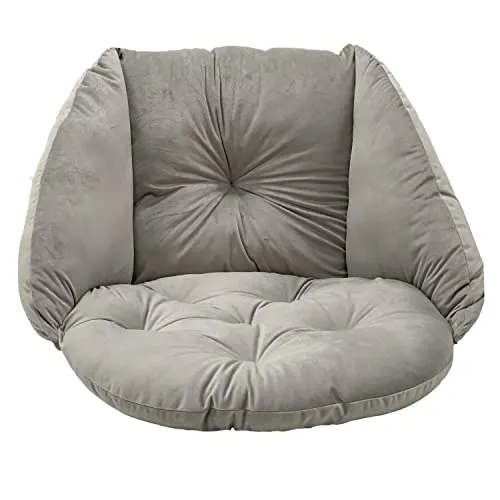 SuperKissen24. Kissen für Hängesessel, Hängestuhl - Runde Sitzkissen mit Silikonfaser - Kissen für Hängeschaukel aus Samtstoff - Hängesitz - Indoor & Outdoor - Dekokissen für Allergiker - Silber