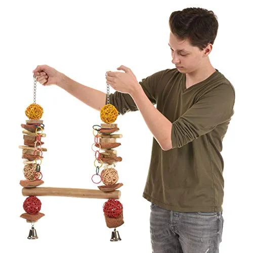 Java | Papageienschaukel mit Sitzstange aus Kaffeeholz XXL für große Papageien