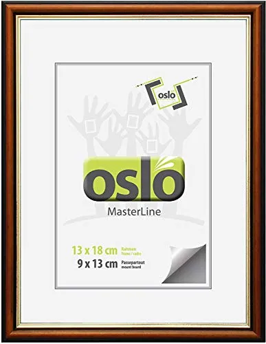 OSLO MasterLine Bilderrahmen 13 x 18 braun-schwarz-gold massiv Holz Echt-glas Fotorahmen Portraitrahmen