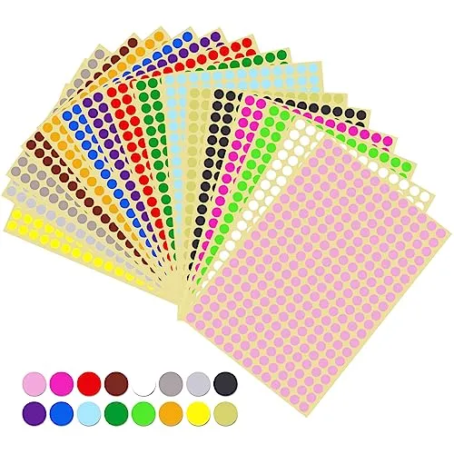 Klebepunkte Bunt, 8320 Stück Punkte Aufkleber Kleine Etiketten Rund 8mm Selbstklebende Markierungspunkte zur Farbcodierung