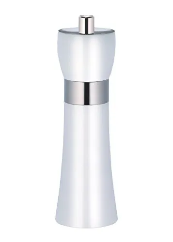 Zassenhaus Salzmühle 'Hamburg' 18 cm - Weiss glänzend - Salzmühle mit zeitlosem Design, ideal für Pfeffer und Gewürze. Hochleistungskeramik-Mahlwerk, 6-fach einstellbar von Pulverfein bis grob gemörsert.