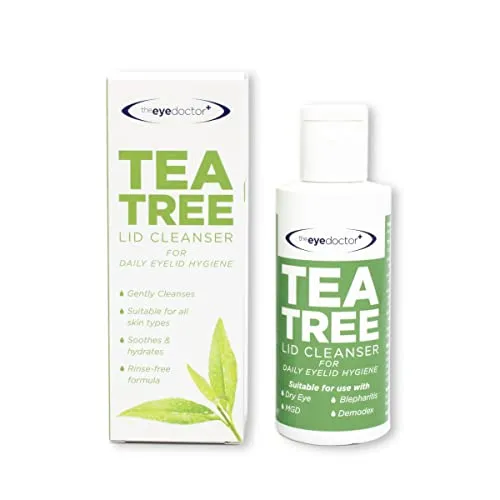 The Eye Doctor Teebaum-Augenlidreiniger 100ml – Augenlidhygiene, Entfernt Schmutz und Make-up, Augenlid-wimpern – Geeignet Für Empfindliche Augen – Teebaumöl, Arganöl, Kokosnussöl und Mizellenwasser