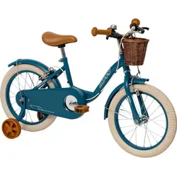 Huffy Vintage 16-Zoll Kinderfahrrad - Blau - Klassisches 16-Zoll-Mädchenfahrrad von Huffy mit Retro-Look. Ideal für junge Fahranfänger, ausgestattet mit Stützrädern, Sicherheitsbremsen und einem vorderen Korb für Spielzeug. Komfortabel und sicher für unvergessliche Fahrten!