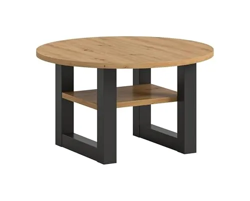 Beistelltisch Seattle in Grau - Artisan Eiche - Eleganter Couchtisch (75x42x75 cm) mit Ablageboden, aus FSC-zertifiziertem Holz für Nachhaltigkeit. Hochwertige Materialien garantieren Langlebigkeit und einfache Reinigung.
