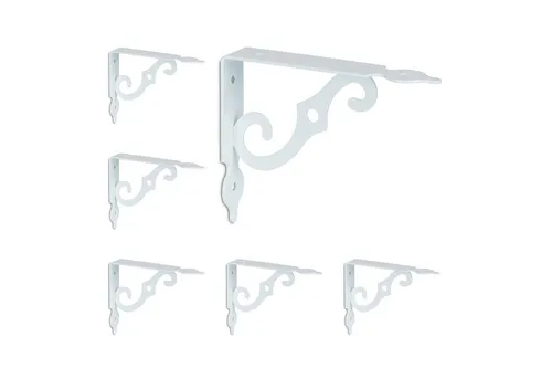 relaxdays Wandregalhalter Regalträger 6er Set, weiß