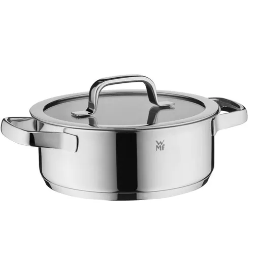 WMF Compact Cuisine Kochtopf 20cm mit Glasdeckel - Kochtopf 20cm, 2,5l Volumen, aus rostfreiem Cromargan Edelstahl, ideal für alle Herdarten, hitzebeständig bis 250°C und stapelbar für platzsparende Aufbewahrung.
