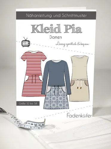 Schnittmuster Fadenkäfer Kleid Pia für Damen, lässig, sportlich und bequem