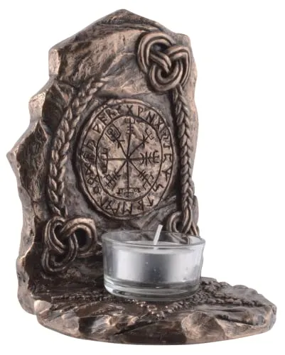 Vogler Dekofigur Wikinger Kompass Vegvisir Teelichthalter in bronze von Joh. Vogler